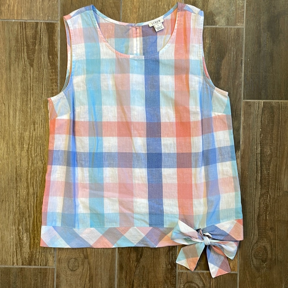 J.Crew Plaid Sleeveless Blouse Size 6